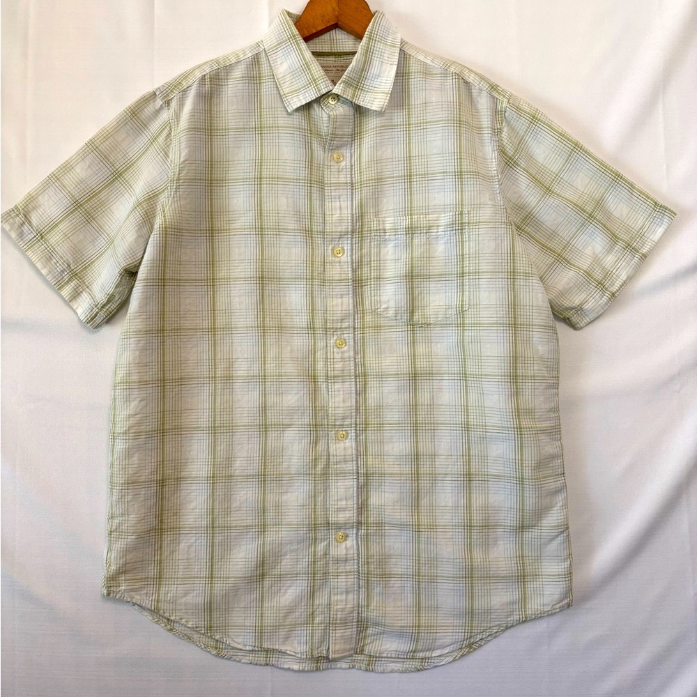 BANANA REPUBLIC Plaid Short Sleeve Button Front Shirt Size Medium